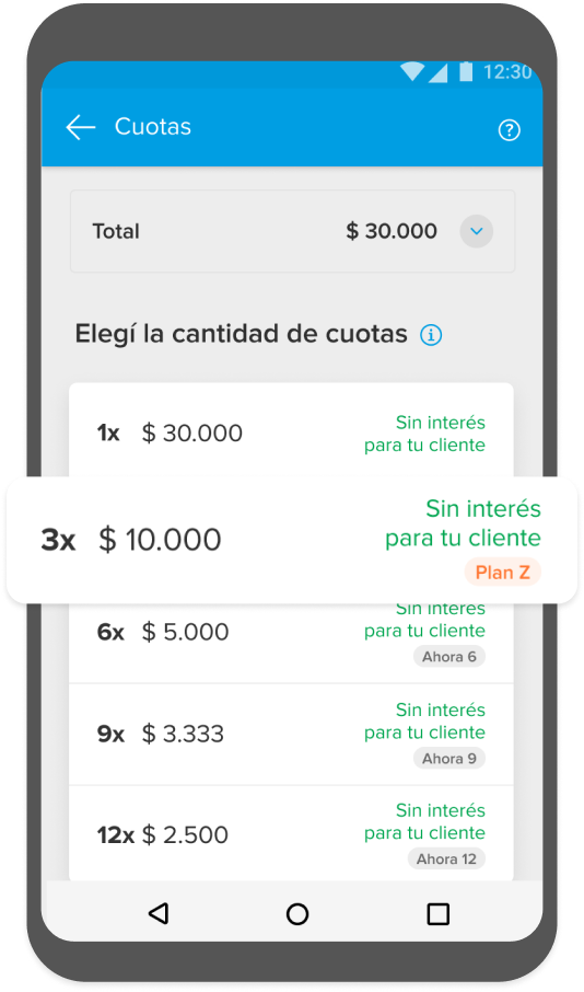 La opción en pantalla indica que el pago aplica a Plan Z